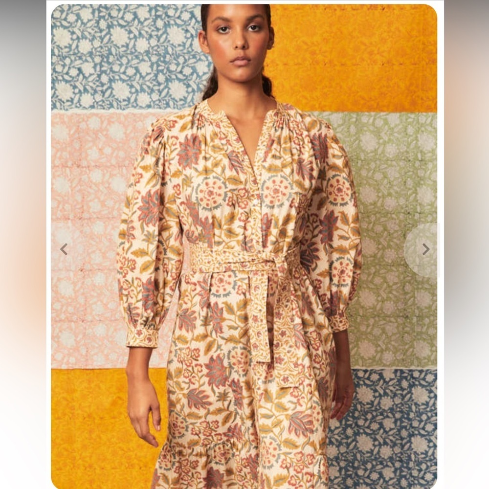 Hannah Artwear Luella Chic Floral Long Sleeve Dress in Cream and Pink